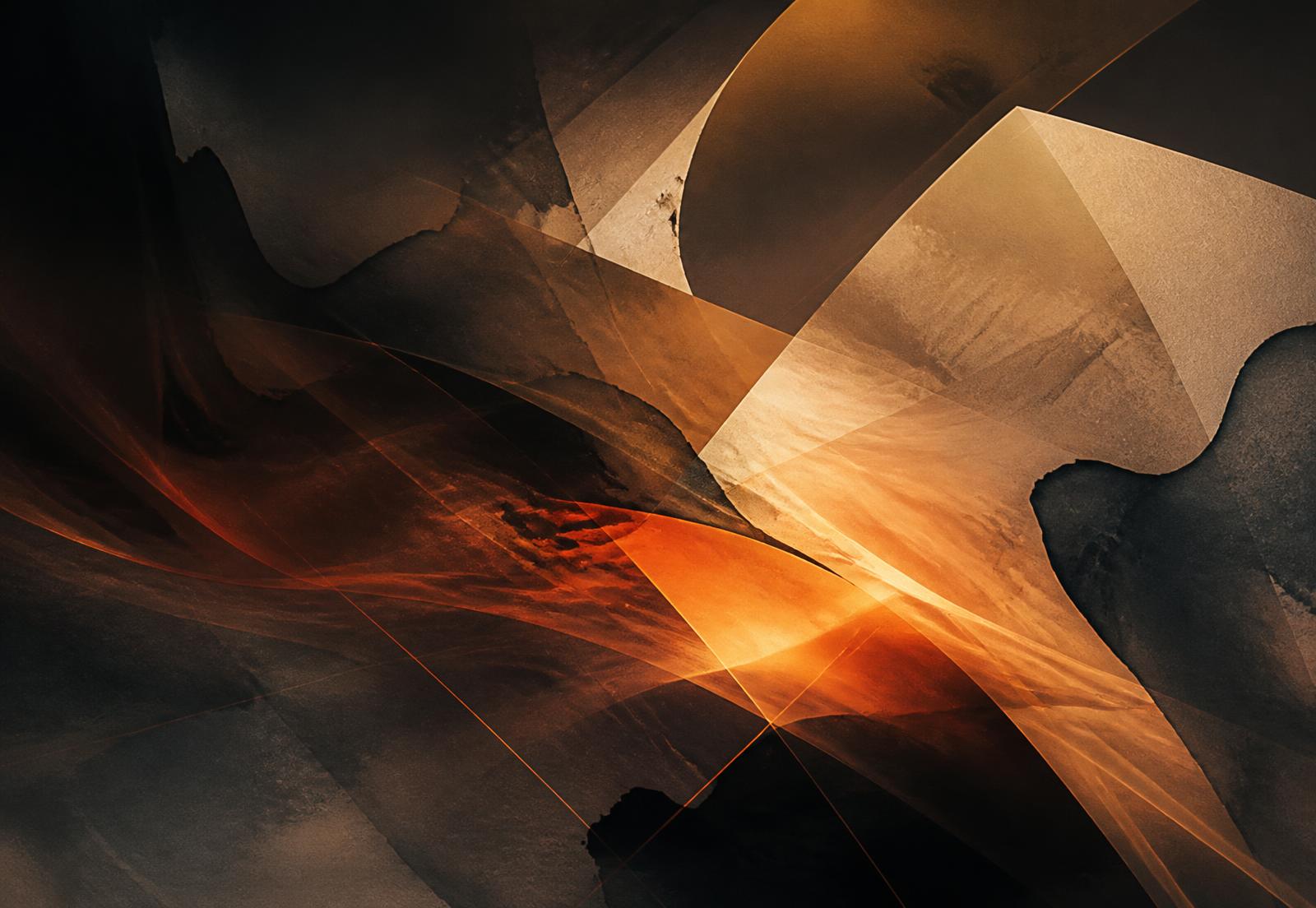 Abstract ember-lit layers representing generated content
